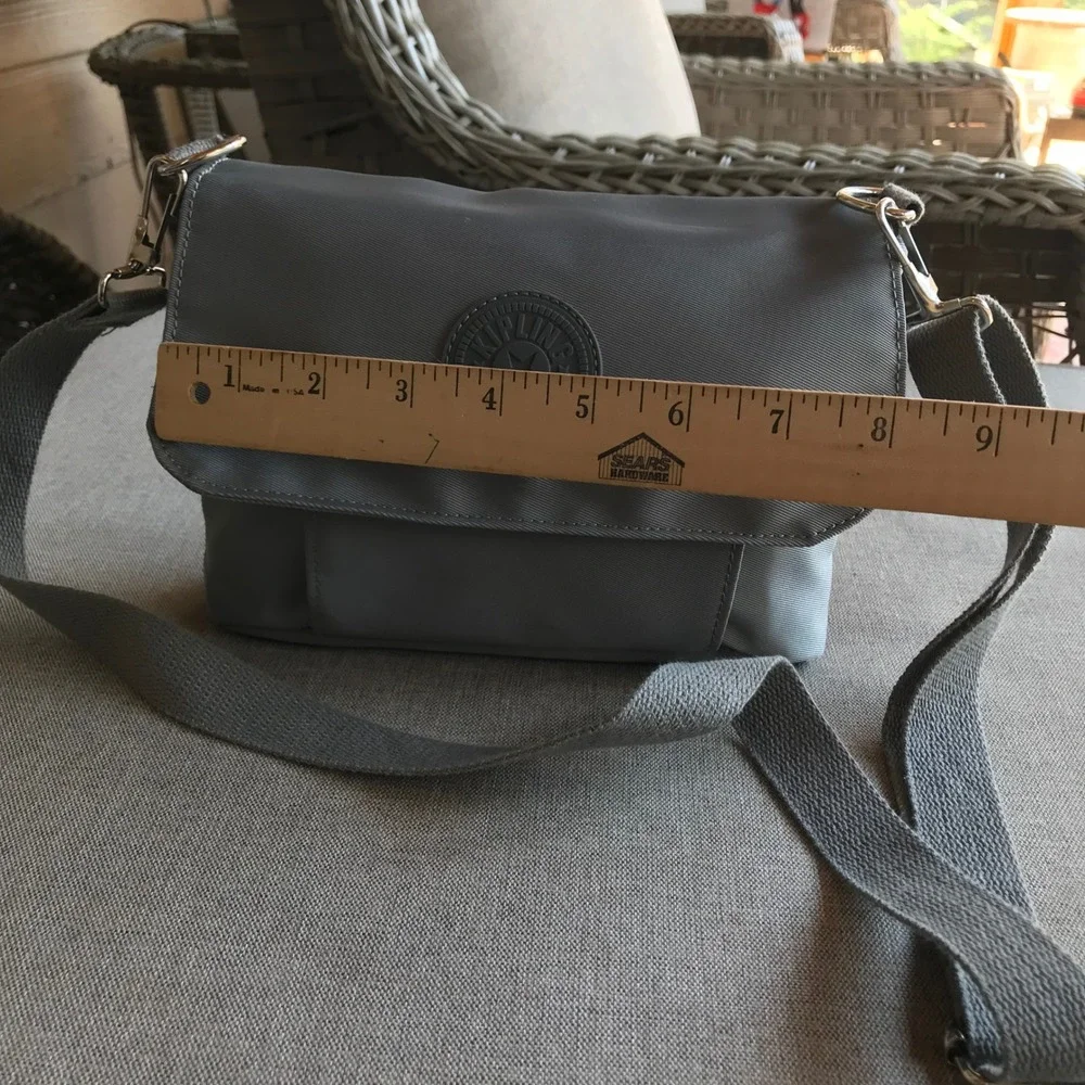 Kipling Grey Nylon Flap Crossbody Bag Small Messenger Shoulder‎ Bag